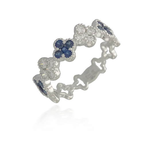 Flower White Gold Sapphire Band