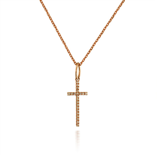 Big Bale Rose Gold Diamond Cross Pendant