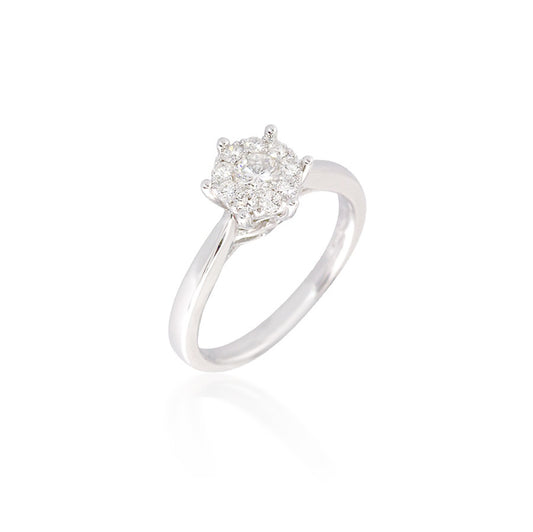 Classic Round Diamond Cluster Ring
