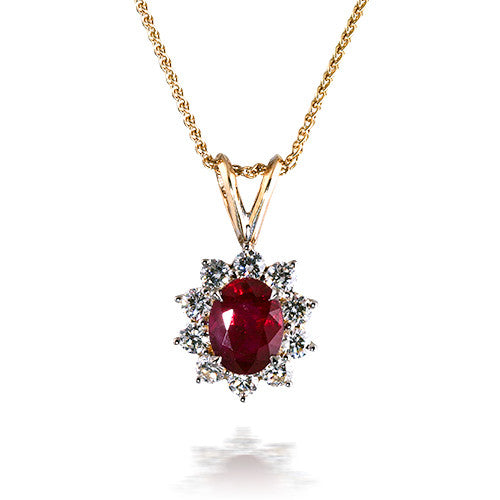 Flower Ruby and Diamond Pendant