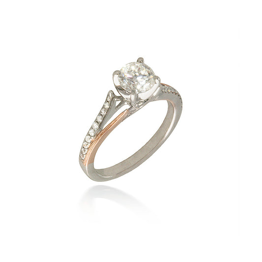Two Tone Split Band Engagement Ring