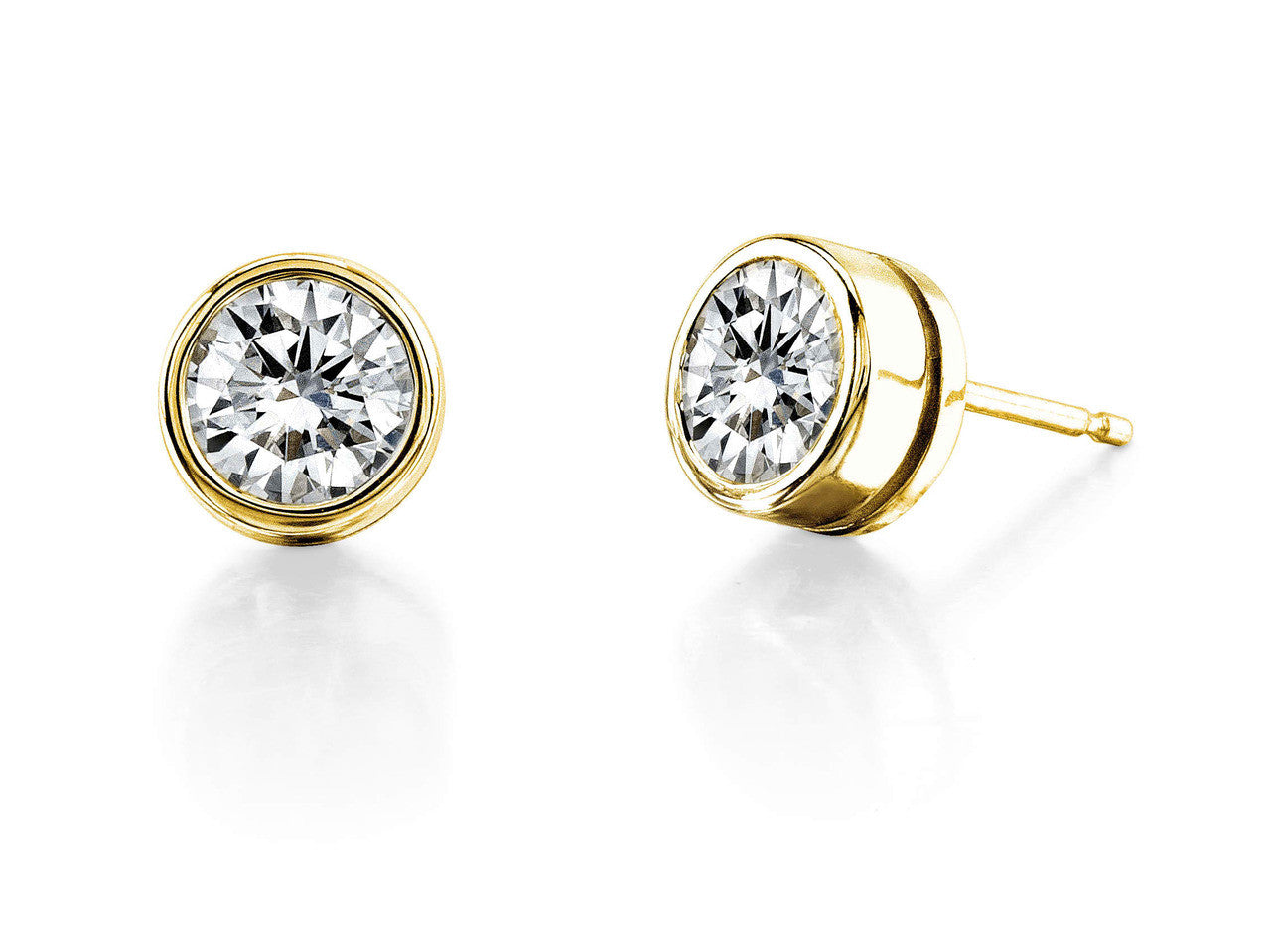 Create Your Own Bezel Set Round Brilliant Cut Diamond Stud Earrings - Prices Starting at $149.00
