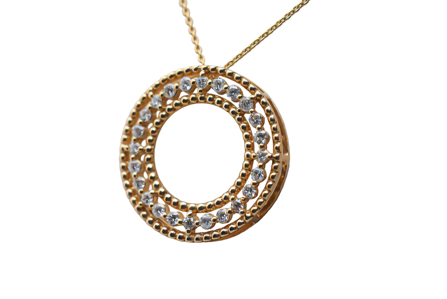 Double Halo Circle Necklace