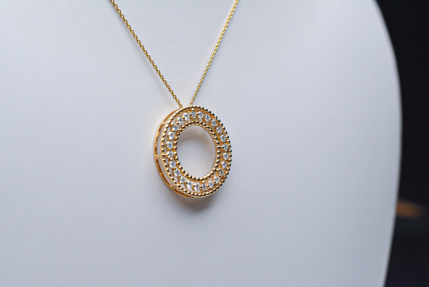 Double Halo Circle Necklace