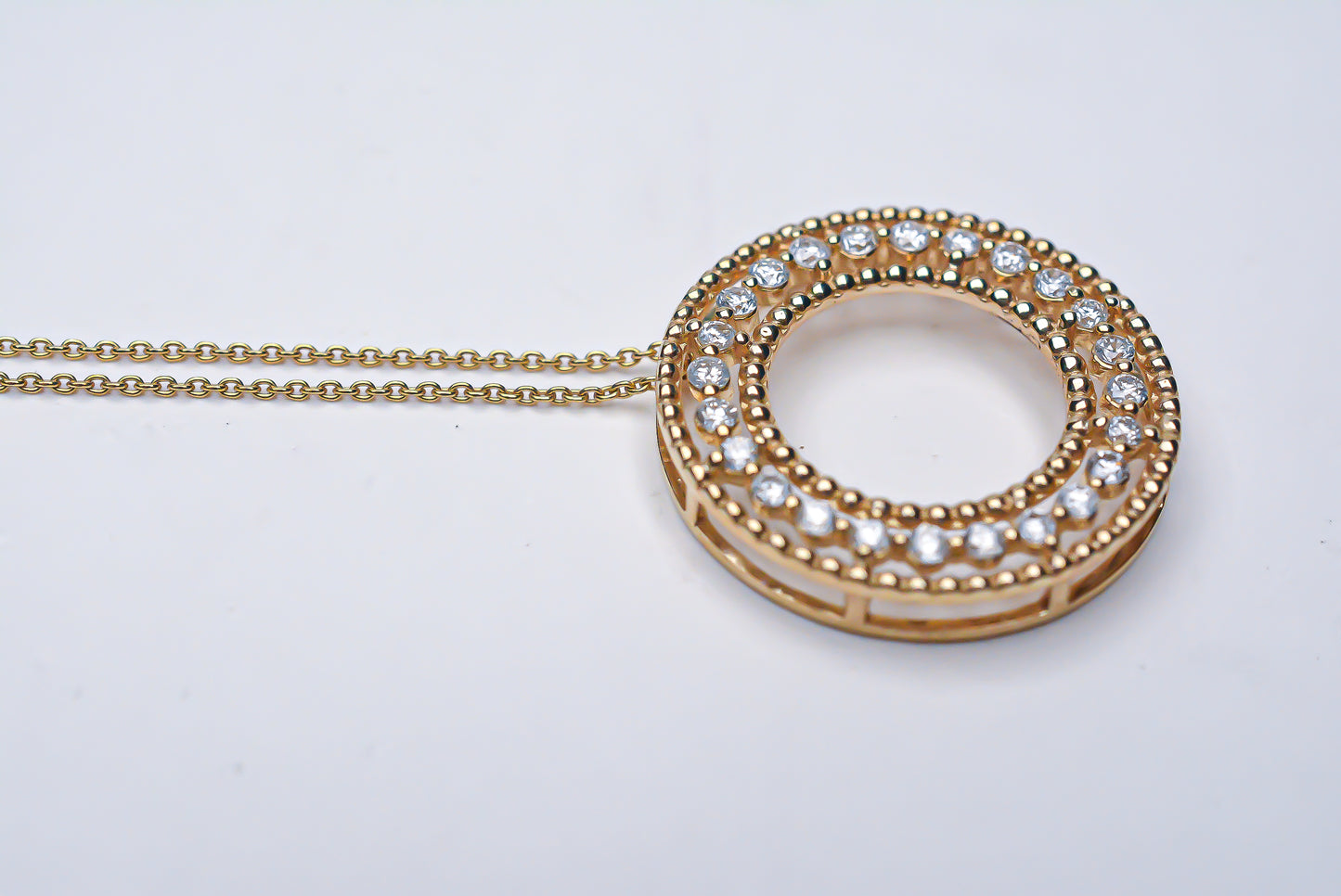 Double Halo Circle Necklace