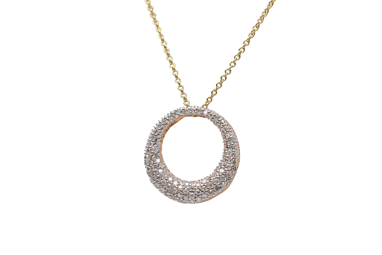Pave Crescent Circle Necklace