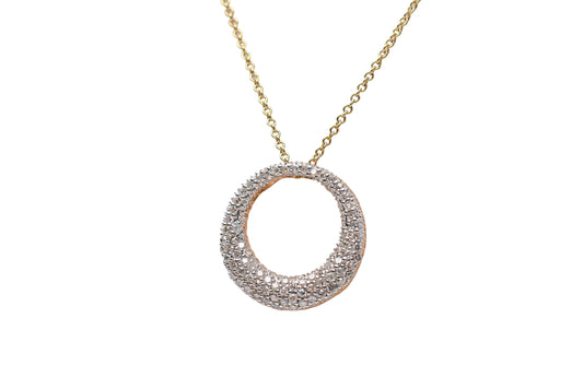 Pave Crescent Circle Necklace