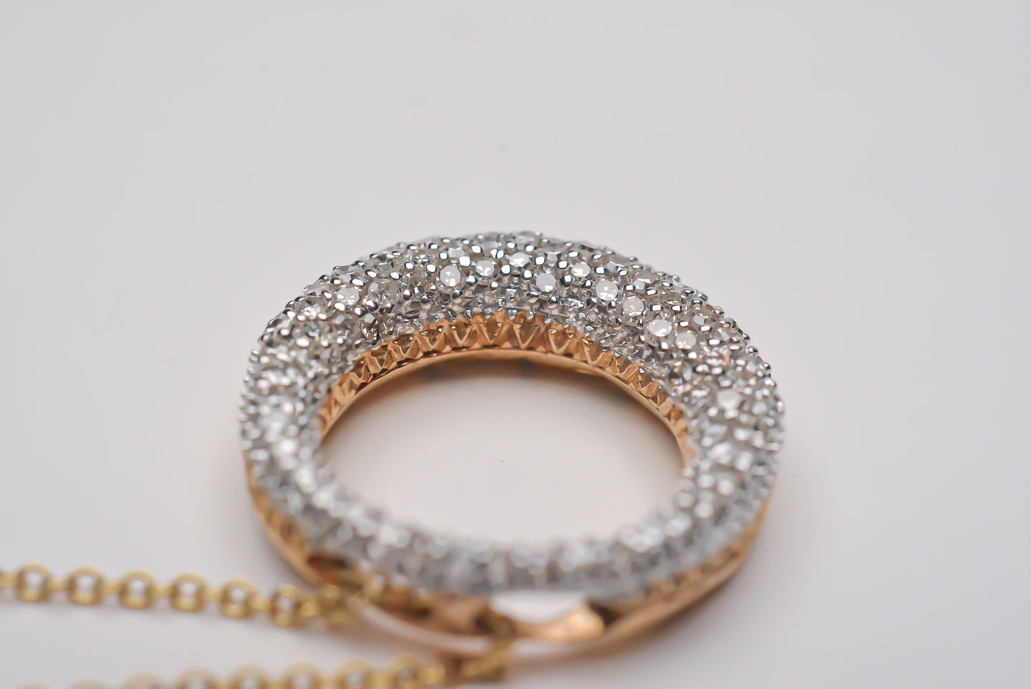Pave Crescent Circle Necklace