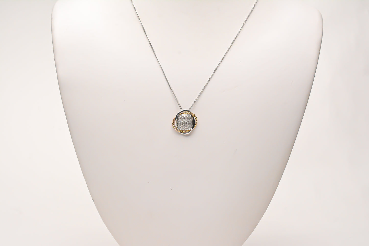 Two-Tone Cushion Cluster Necklace