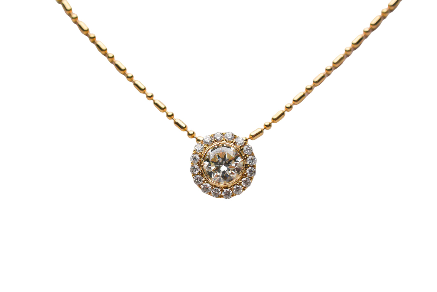 Diamond Halo Button Necklace