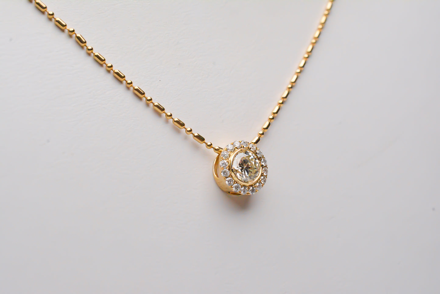 Diamond Halo Button Necklace