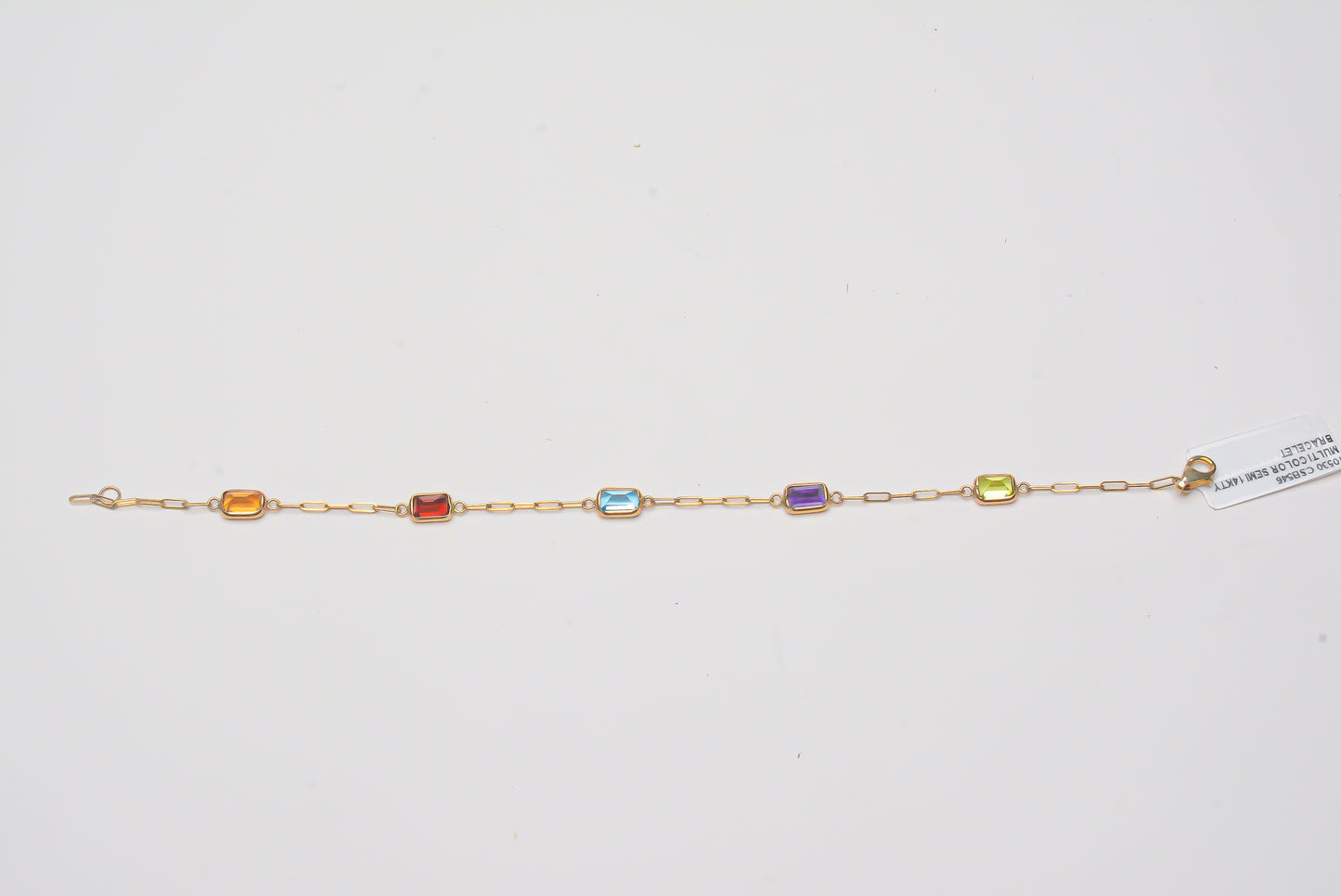Multicolor Gems Paperclip Bracelet
