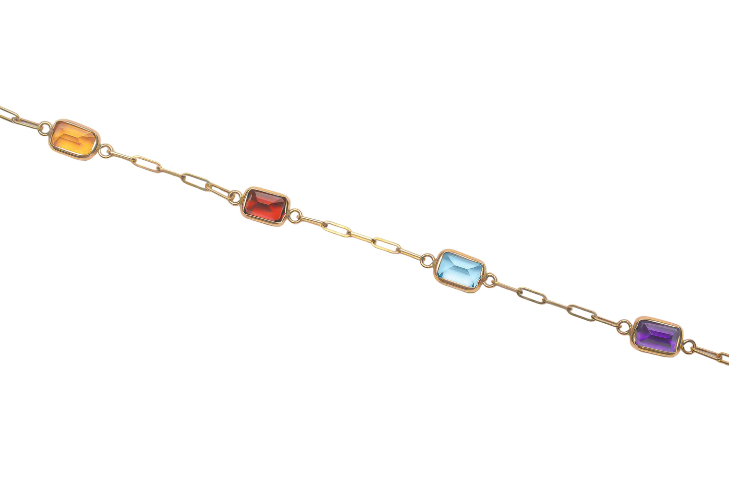 Multicolor Gems Paperclip Bracelet