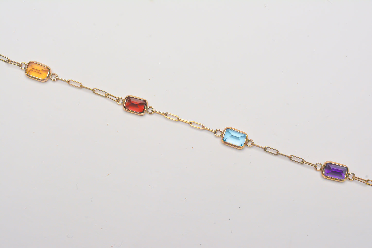 Multicolor Gems Paperclip Bracelet