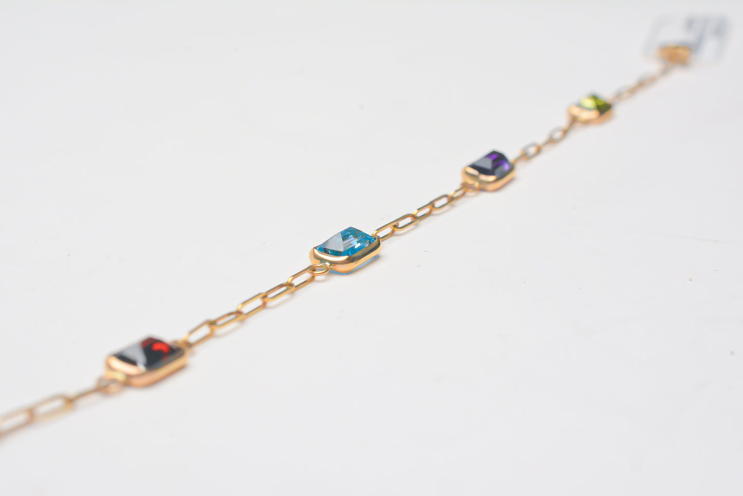 Multicolor Gems Paperclip Bracelet