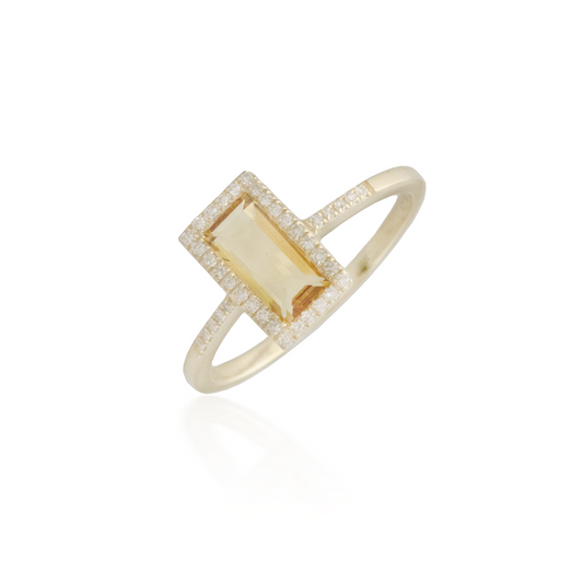 Large Rectangle Citrine Ring
