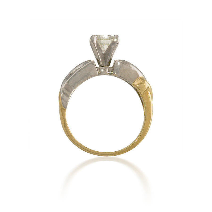 Swirling Two Tone Engagement Ring