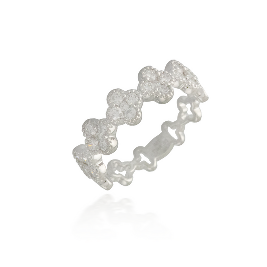 Flower White Gold Band