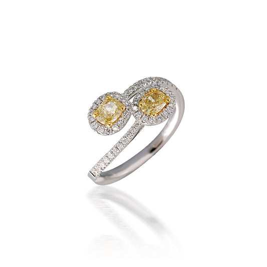 You  & Me Bypass Yellow Diamond Engagement Ring