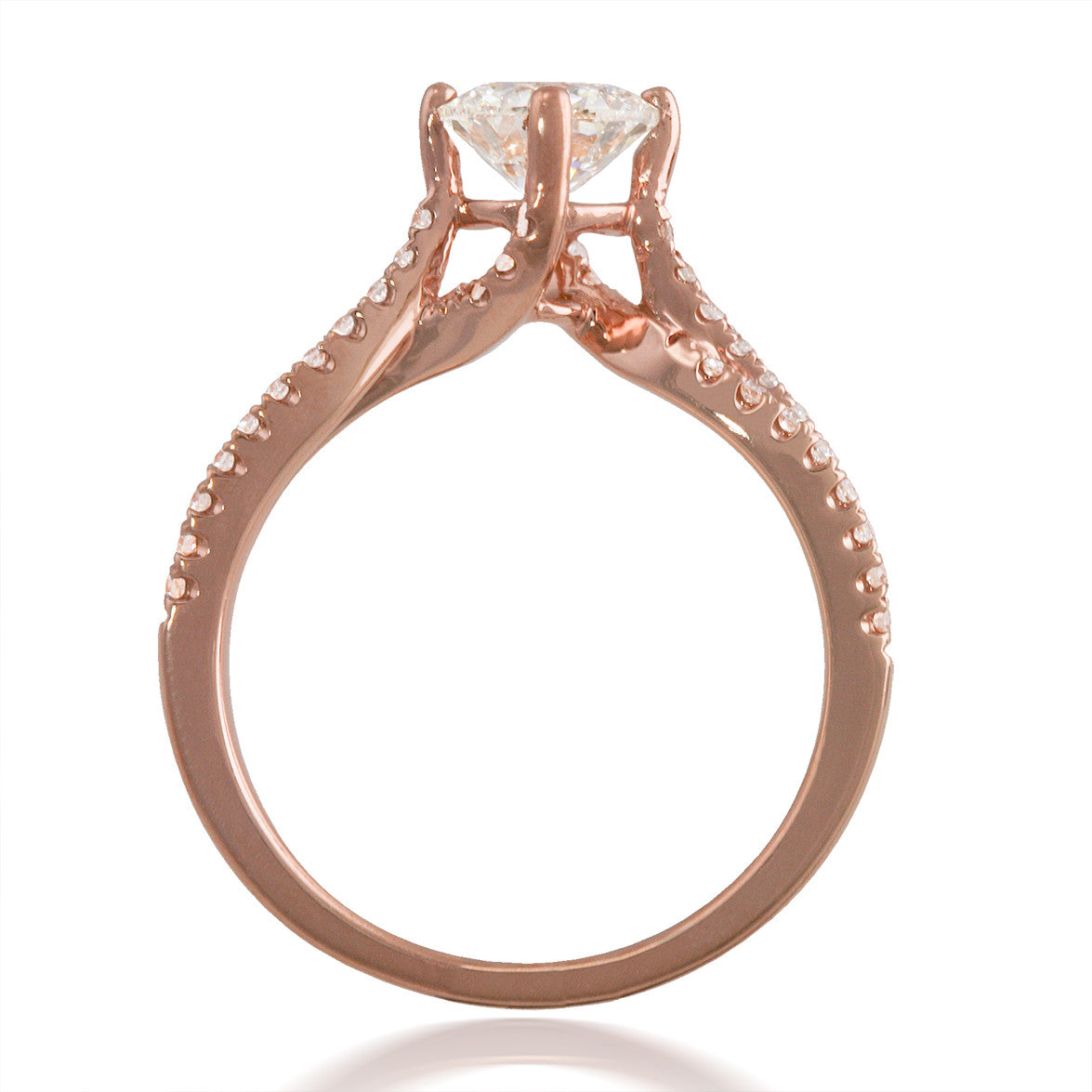 Rose Gold Cardinal Bypass Engagement Ring with Twisted Shank