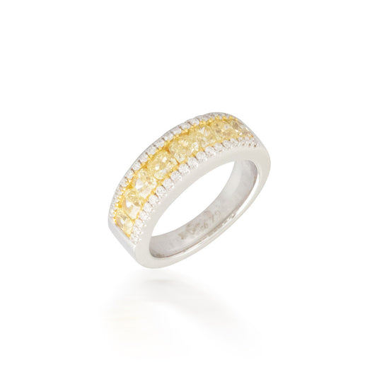 2.25ctw Yellow and White Diamond Band