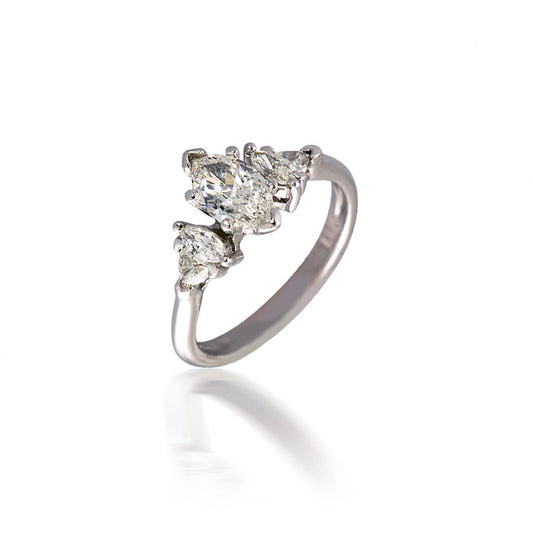 Five Stone Marquise and Trillion Diamond Engagement Ring