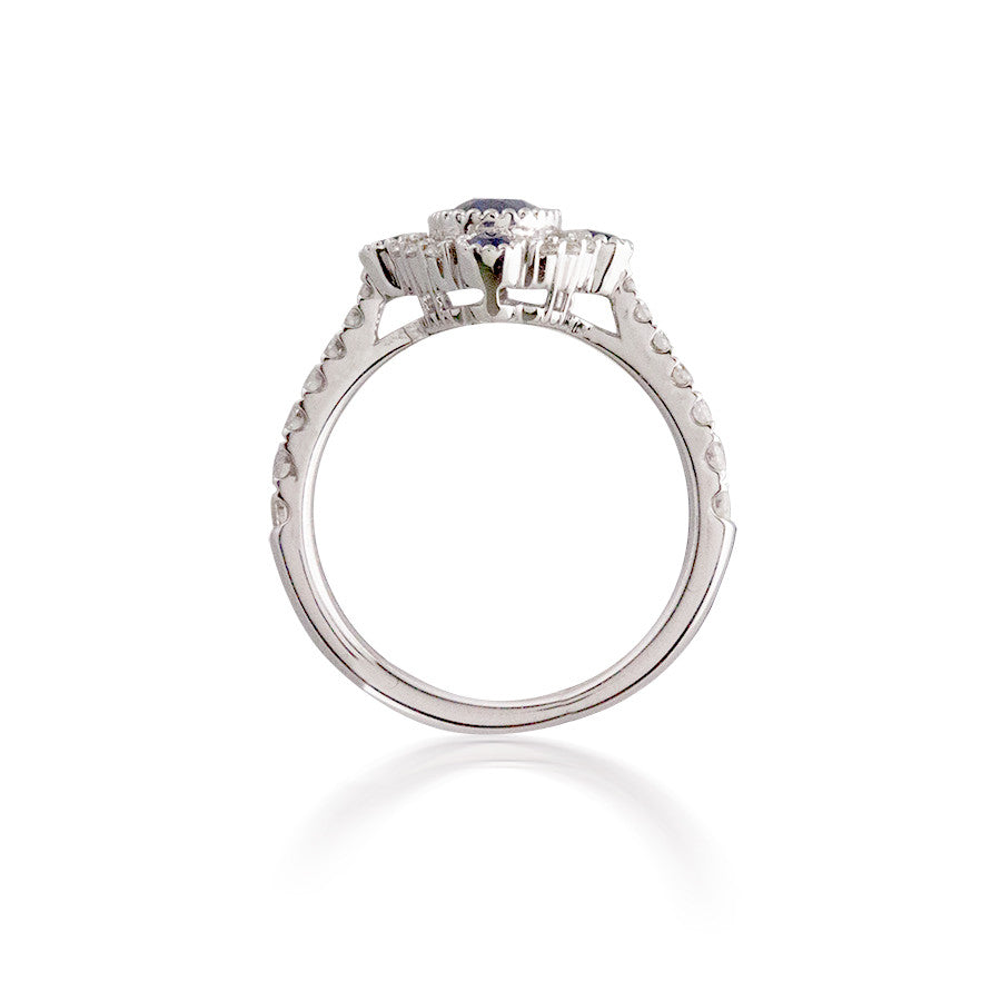 Bassali Oval Diamond and Sapphire Ring