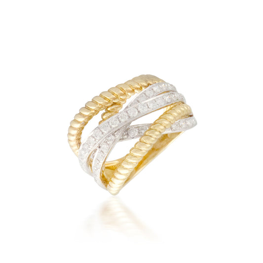 Intersecting two-tone diamond Band