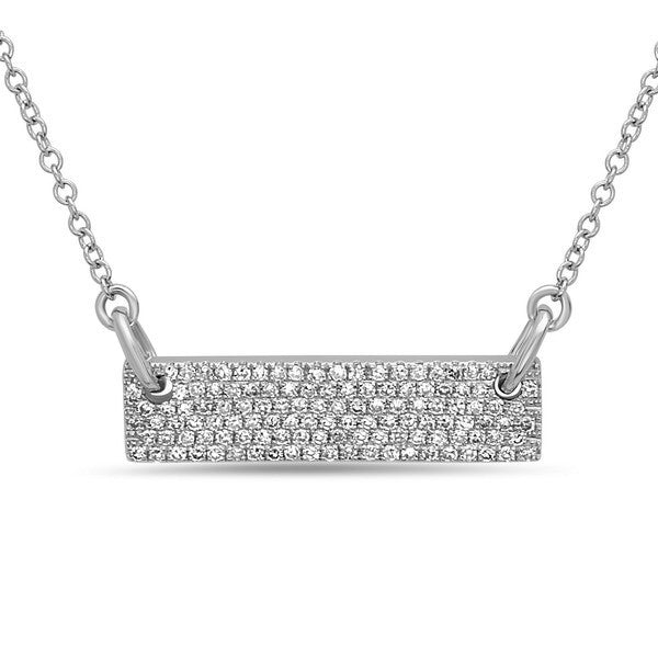 Bassali Shimmer Bar Necklace in 14k white gold