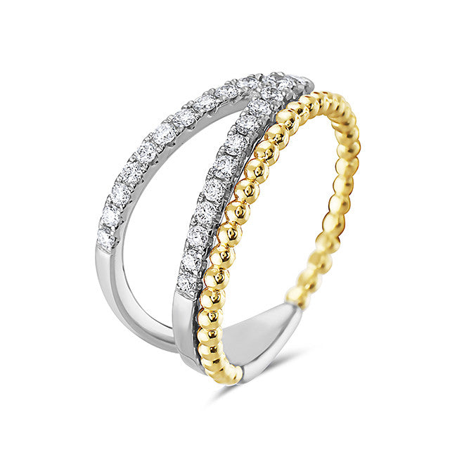 Bassali Two Tone Bead and Diamond Split Ring