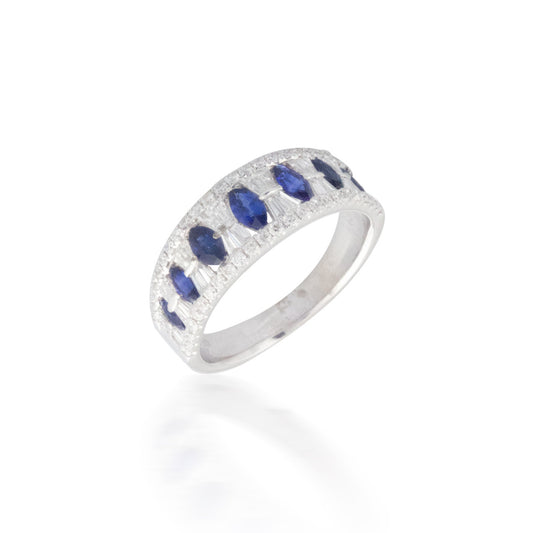 Sapphire and White Diamond Band