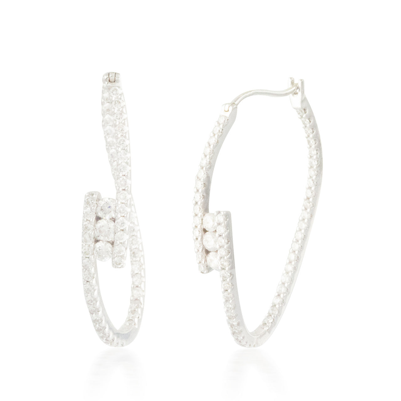 1.94ctw Diamond Bypass Hoop Earrings