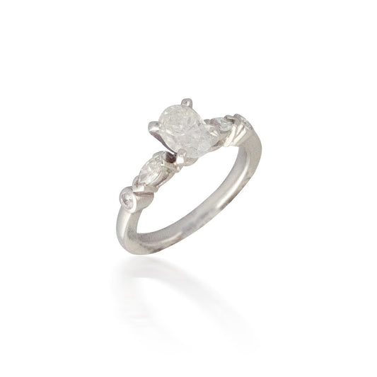 Oval Engagement Ring with Round and Marquise Diamonds