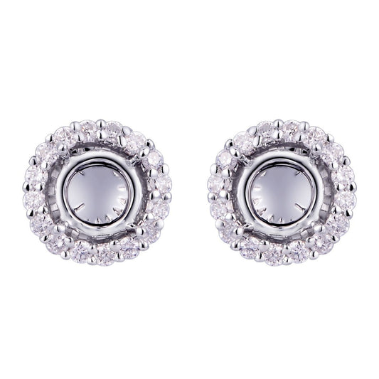 Round Halo Earring Stud Mounting