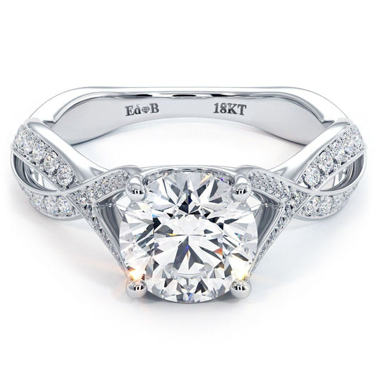 Cathedral Infinity Twist Micropave Diamond Shank, Engagement Ring Setting