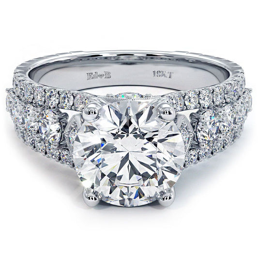 Round Center, Vintage Style Graduated Cathedral Split Shank Diamond Engagement Ring Setting