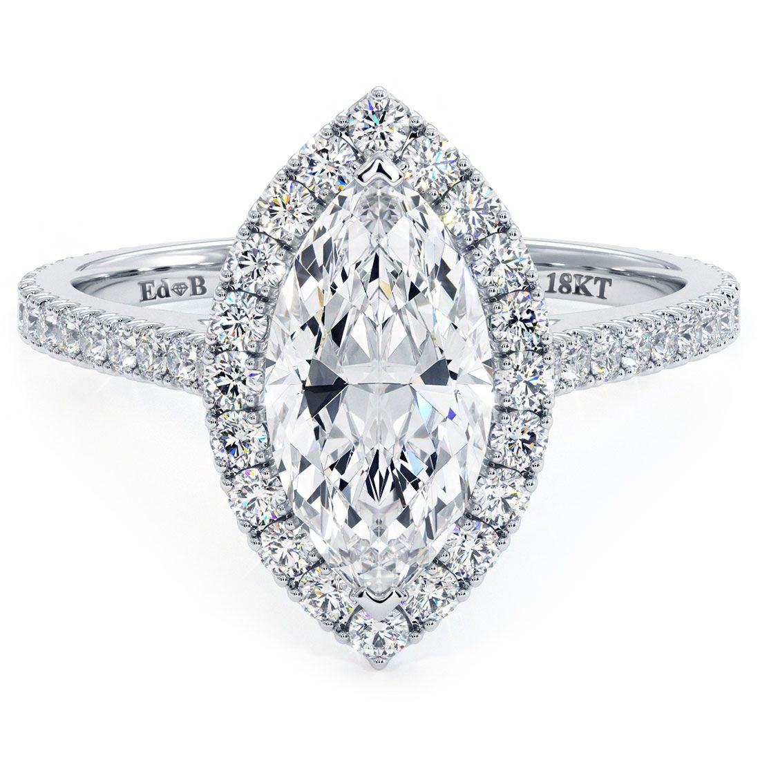 Marquise Shape Halo, Micropave Diamond Engagement Ring Setting