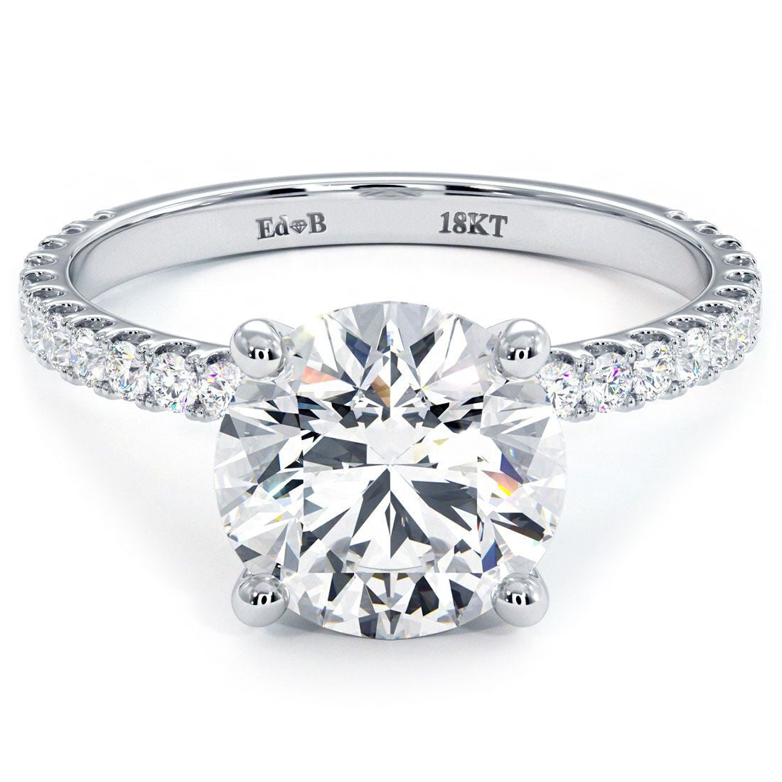 Round Center, Petite Micropave Diamond Engagement Ring Setting
