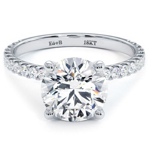 Round Center, Petite Micropave Diamond Engagement Ring Setting