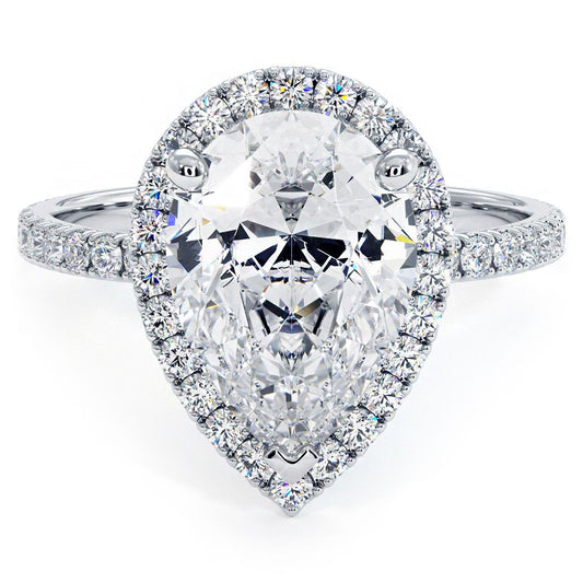 Pear Shape Halo Petite Micropave Gallery Diamond Engagement Ring Setting