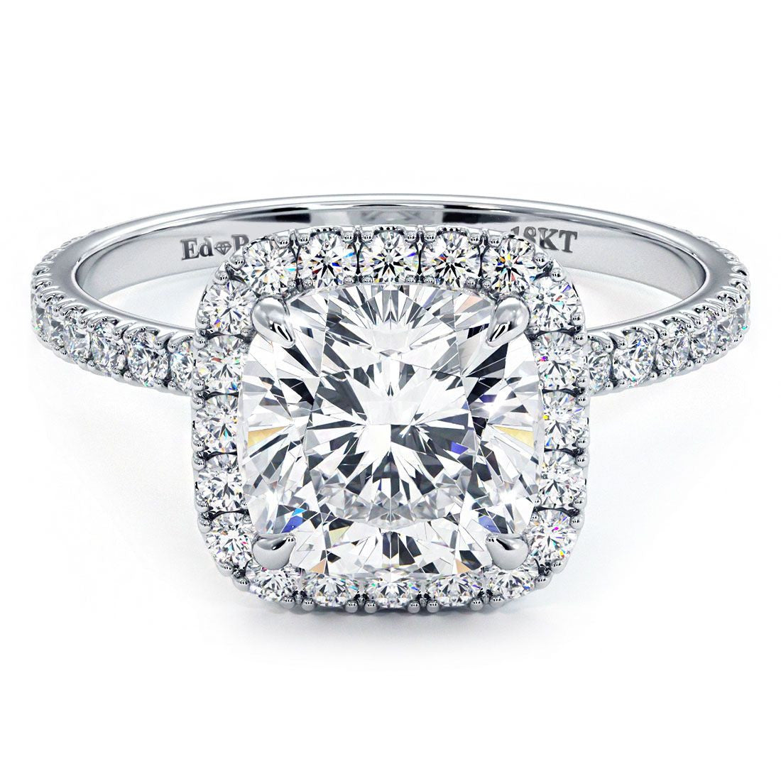 Cushion Halo Petite Micropave Diamond Engagement Ring Setting
