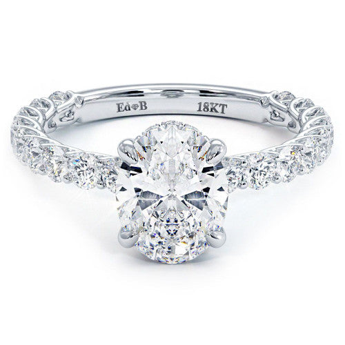 Oval Hidden Halo Basket Head Diamond Engagement Ring Setting