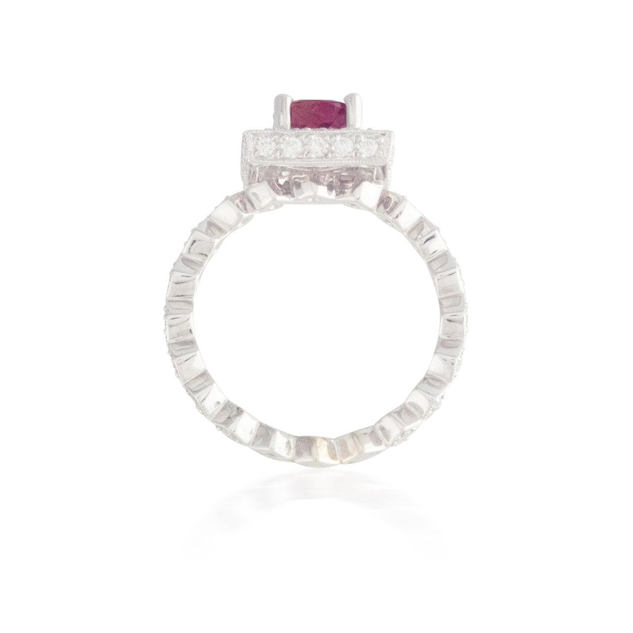Round Pink Tourmaline and Diamond Ring