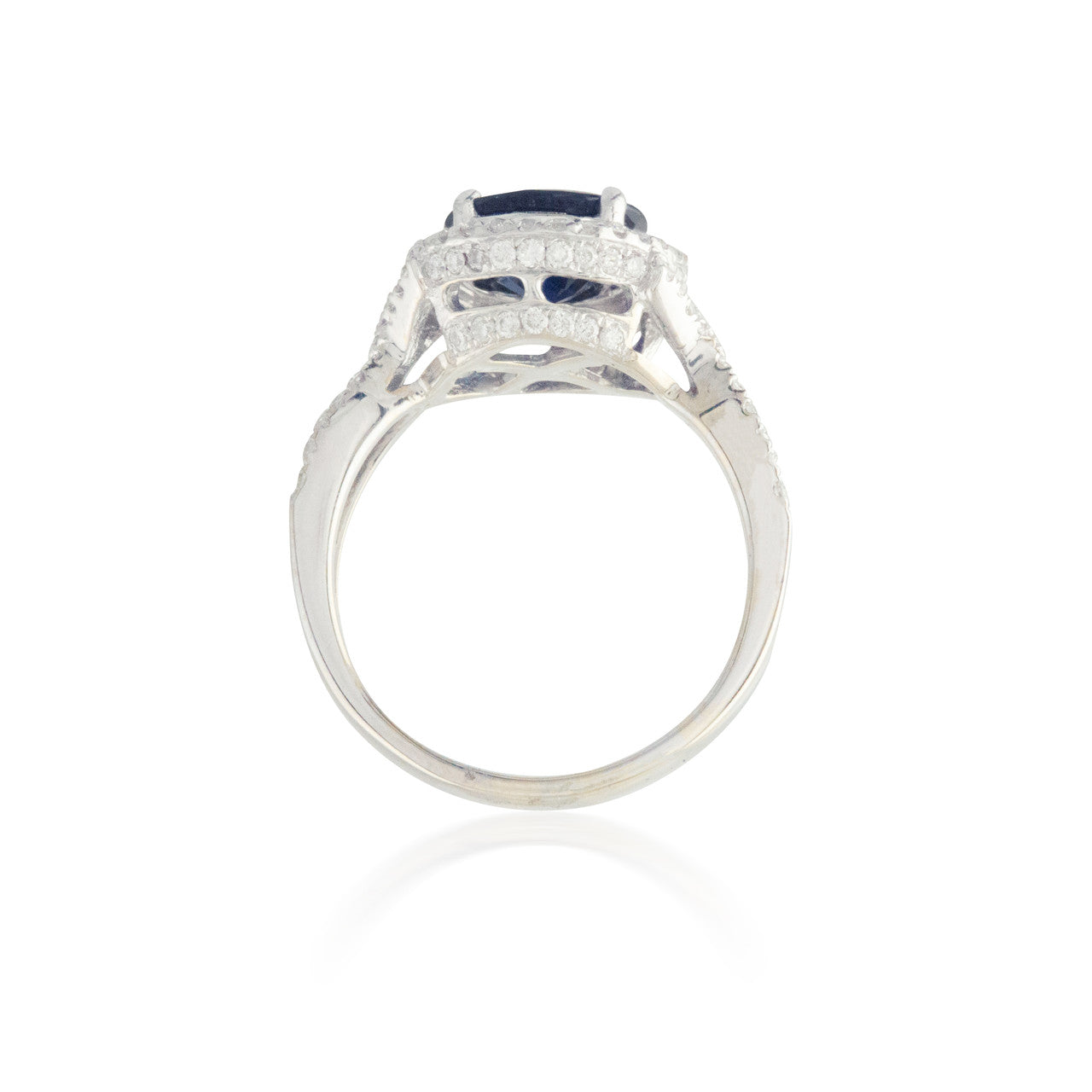 Sapphire and Diamond Halo Ring