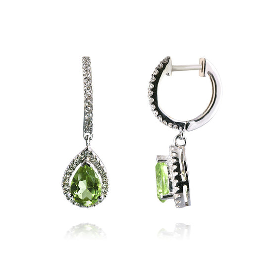 Diamond and Pear-shaped Peridot Earrings