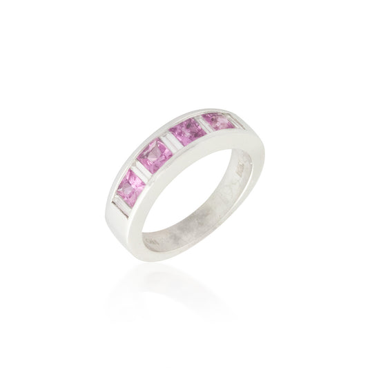 Pink Sapphire and Diamond Band