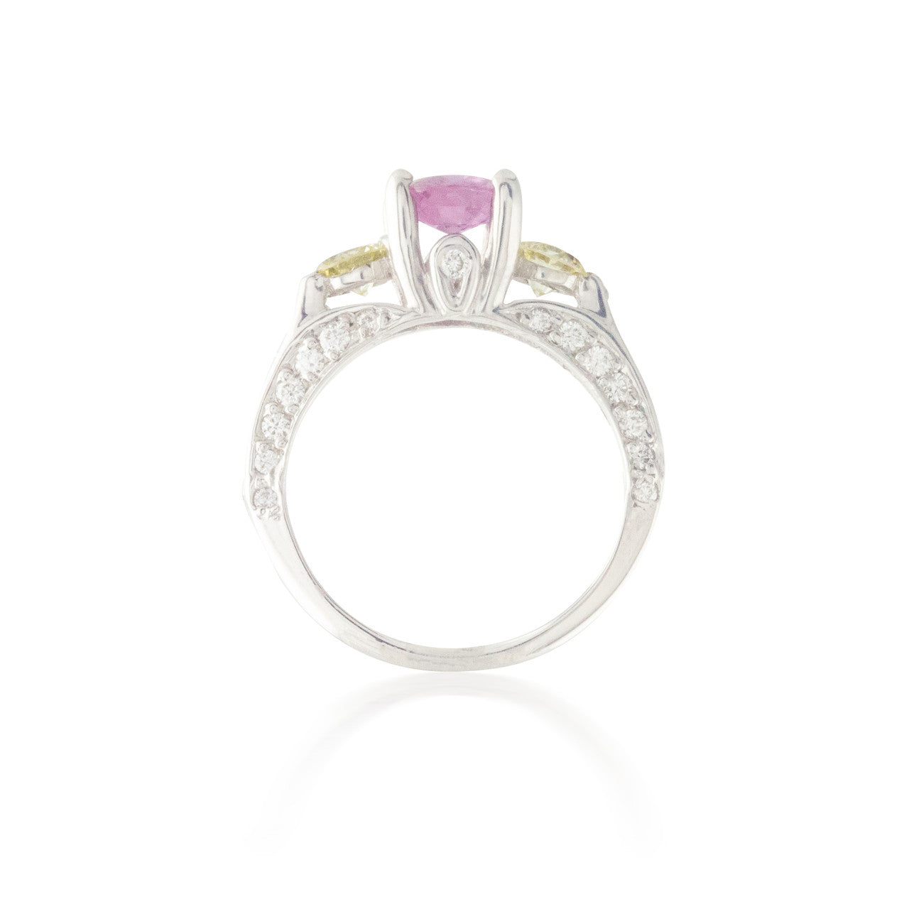 Pink Sapphire and Yellow Diamond Ring