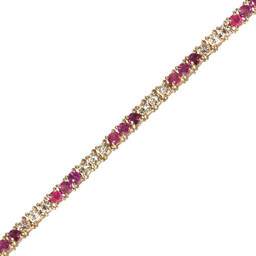 Classic Round Diamond and Ruby Tennis Bracelet