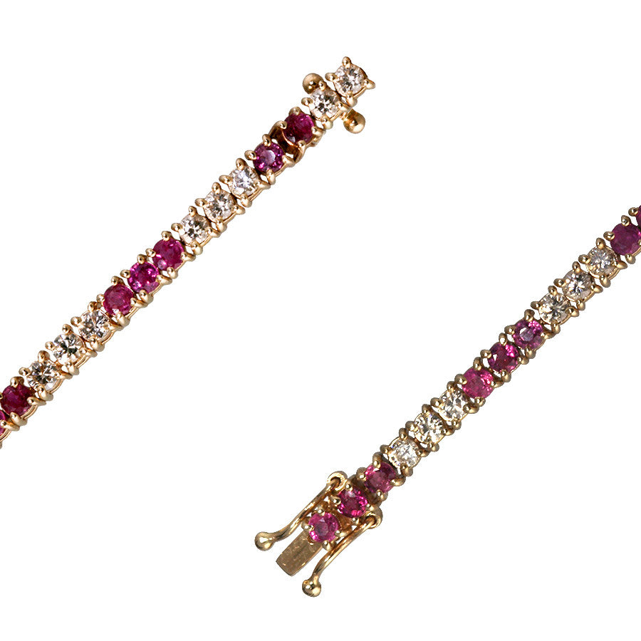 Classic Round Diamond and Ruby Tennis Bracelet