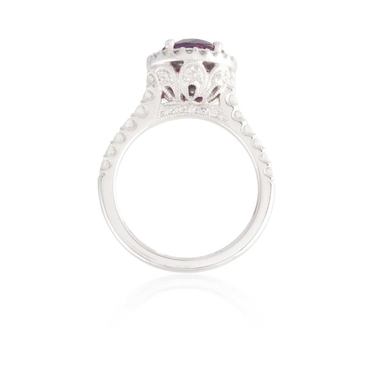Ruby Ring with Diamond Halo